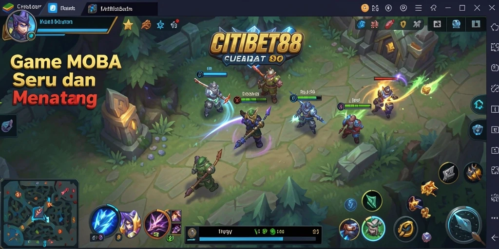 Tangkapan layar gameplay <strong>CITIBET88</strong> yang menampilkan aksi seru di arena MOBA.