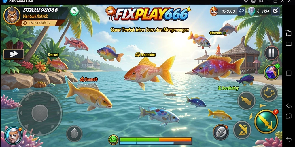 Tampilan gameplay FIXPLAY666 yang seru dalam menangkap ikan.