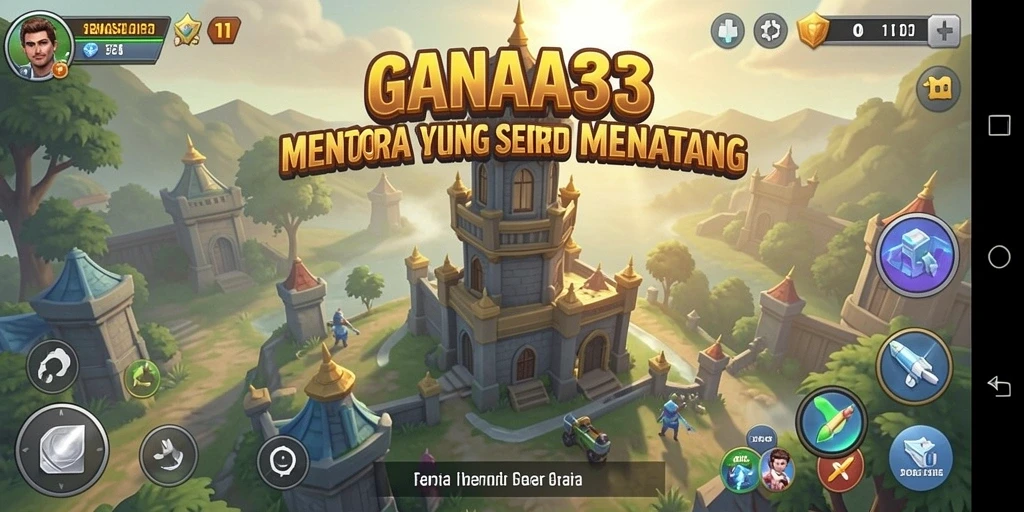 Tampilan gameplay seru dalam GANAS33 dengan menara yang menantang musuh.