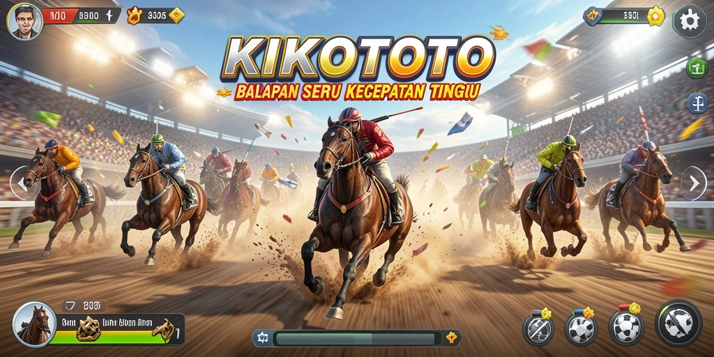 Gameplay Racing KIKOTOTO dengan trek yang menantang dan kendaraan cepat.