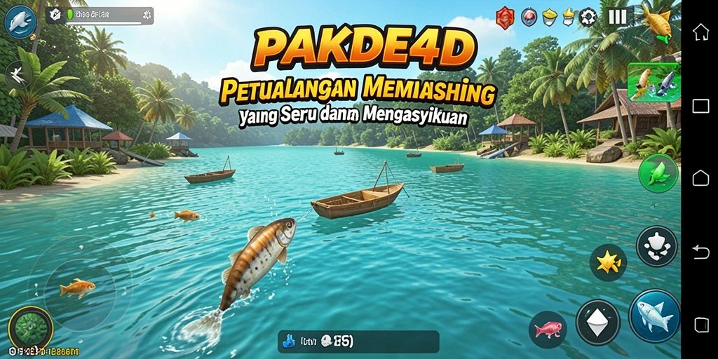 Gameplay PAKDE4D yang seru dengan pemandangan memancing yang indah.