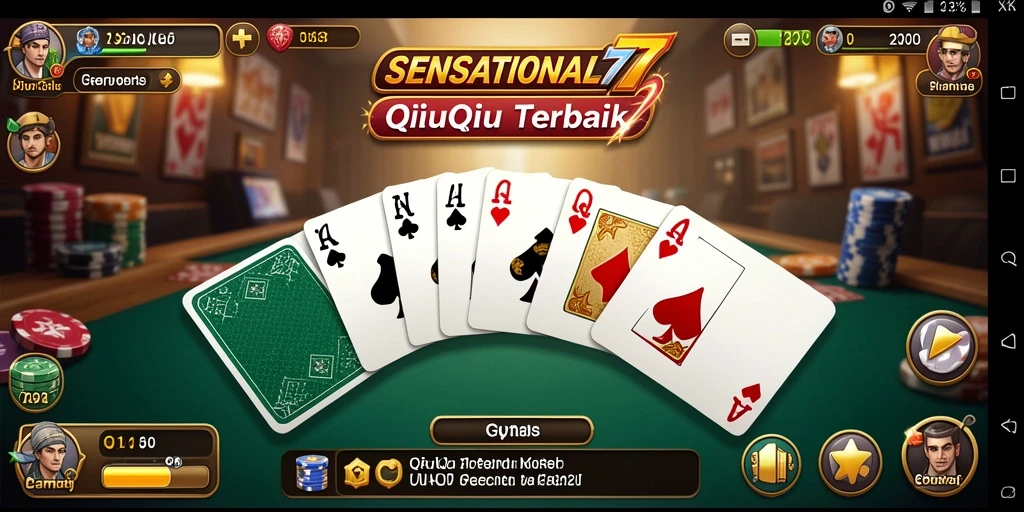 Screenshot gameplay SENSATIONAL77 yang menampilkan suasana seru bermain QiuQiu.